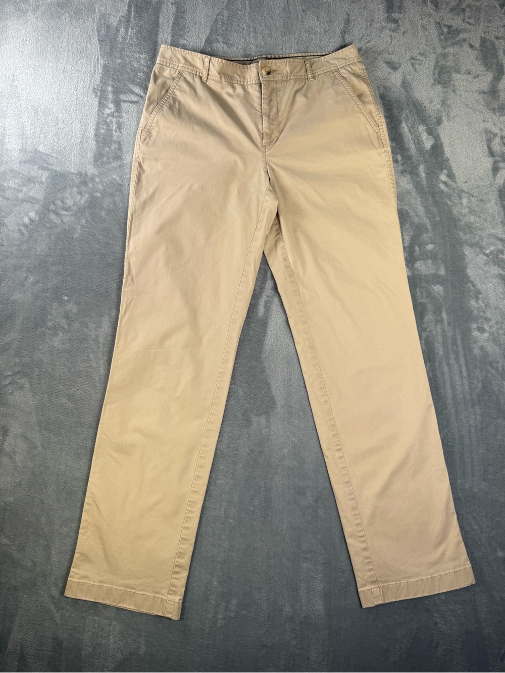 L.L.Bean Favorite Fit Chino Pants Womens 8 Khaki Straight Leg Stretch